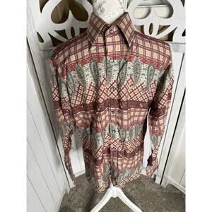 Vintage John Henry Band Pointed Collar Shirt Paisley 70s Disco Size Medium